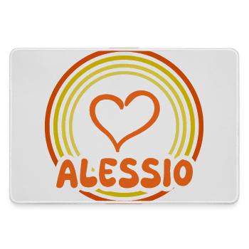 Herz im Regenbogenkreis Alessio - Mousepad groß für Gamer - Grau - Vorne
