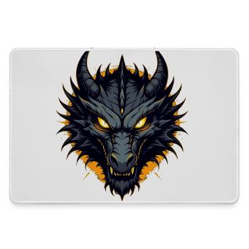 Schwarzer Drache Drachenkopf - Mousepad groß für Gamer - Grau - Vorne