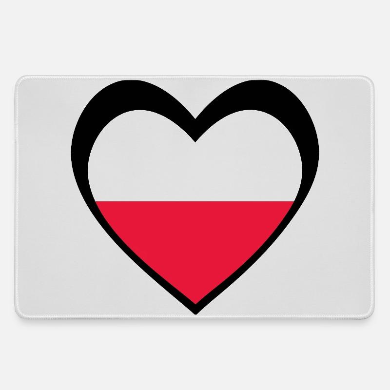Polska Serce Czarne – Miłość do Polski - Large Gaming Mouse Mat - grey