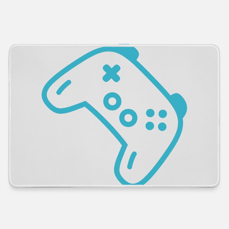 Turquoise controller silhouette - Large Gaming Mouse Mat - grey