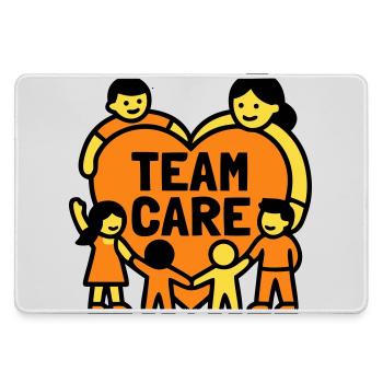 Team Care Herz Kita Wappen - Mousepad groß für Gamer - Grau - Vorne