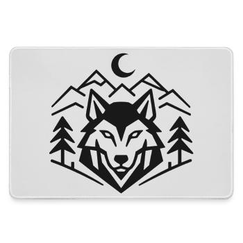Geometric Wolfpack Emblem: Minimalist Wolf Shirt - Mousepad groß für Gamer - Grau - Vorne