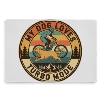 Mein Hund liebt Turbo Mode E-MTB Retro - Mousepad groß für Gamer - Grau - Vorne