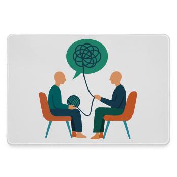 Psychotherapie Illustration – Therapeut / Berater - Mousepad groß für Gamer - Grau - Vorne