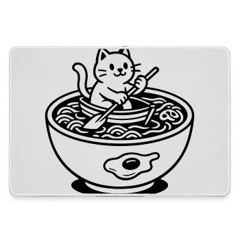 Cute Noudle Soup Cat - Large Gaming Mouse Mat - grey - Front