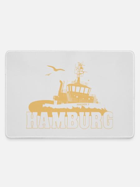 Schlepper im Hamburger Hafen - Mousepad groß für Gamer - Grau
