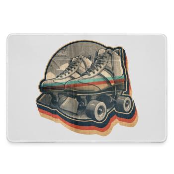 Vintage Sommer Retro Disco Grafikdesign Rollschuh - Mousepad groß für Gamer - Grau - Vorne