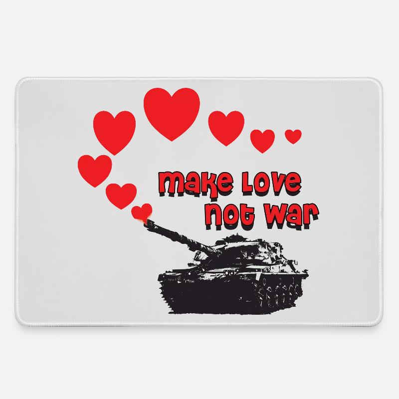 make love not war - Large Gaming Mouse Mat - grey