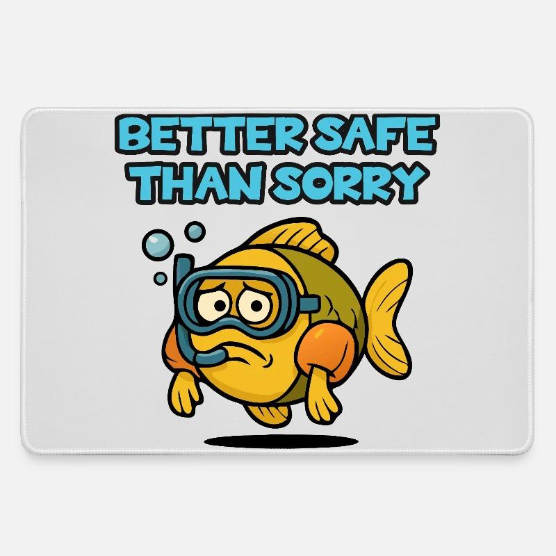 Safe diving fish - Large Gaming Mouse Mat - grey