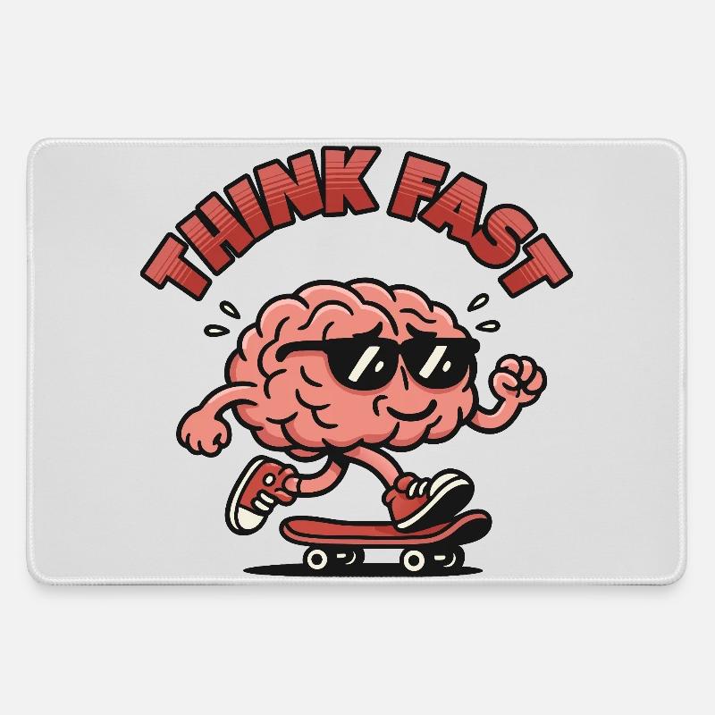 Think Fast Brain Skate - Large Gaming Mouse Mat - grey