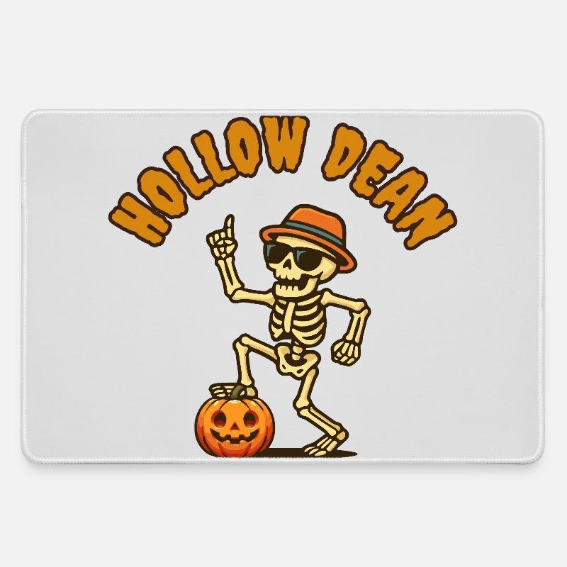 Skeleton Halloween with pumpkins - Large Gaming Mouse Mat - grey
