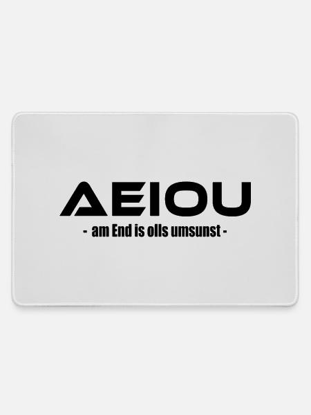AEIOU – am End is olls umsunst - Mousepad groß für Gamer - Grau