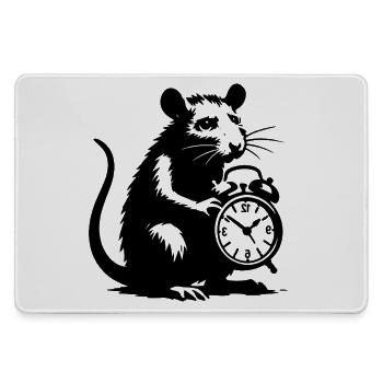 Gestresste Ratte und Wecker - Mousepad groß für Gamer - Grau - Vorne