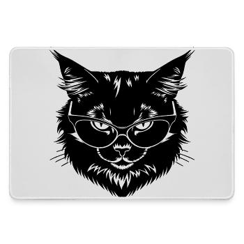 Black cat with glasses - Large Gaming Mouse Mat - grey - Front