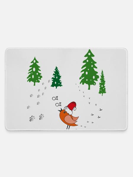 Winterwald Weihnachten - Mousepad groß für Gamer - Grau