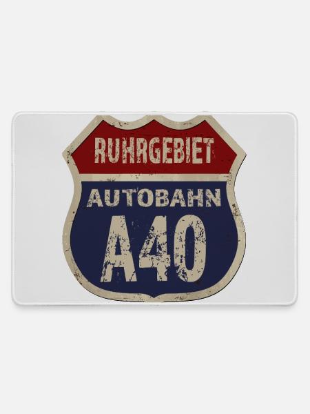 A40 - Ruhrgebiet - Mousepad groß für Gamer - Grau