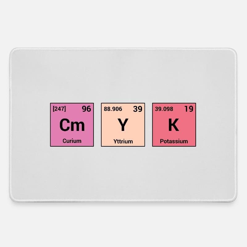 CMYK in periodic elements - Large Gaming Mouse Mat - grey