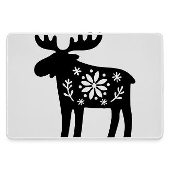 Scandinavian Moose – Nordic Folk Art Design - Large Gaming Mouse Mat - grey - Front