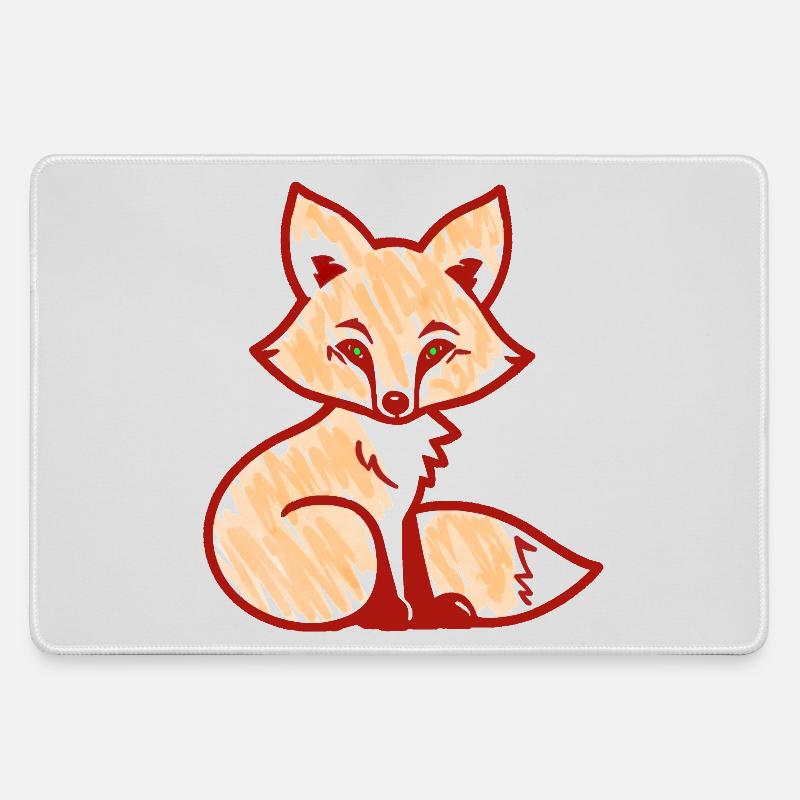 Red Fox (Red) - Large Gaming Mouse Mat - grey