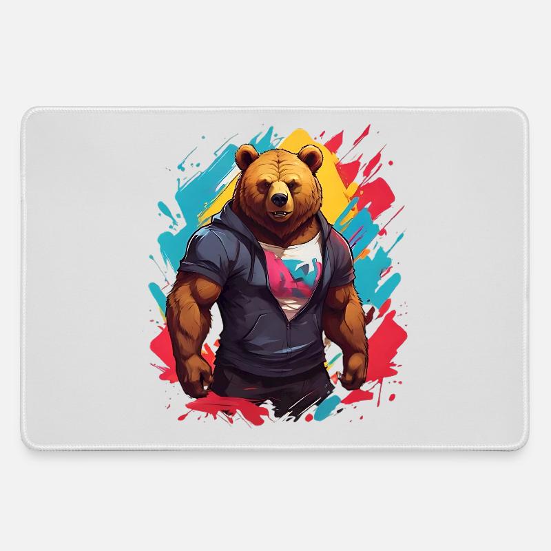 Cool Urban Bear - Large Gaming Mouse Mat - grey