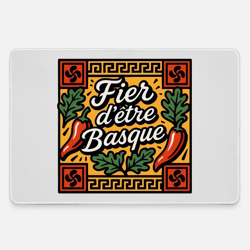 Proud to be Basque chili pepper - Large Gaming Mouse Mat - grey