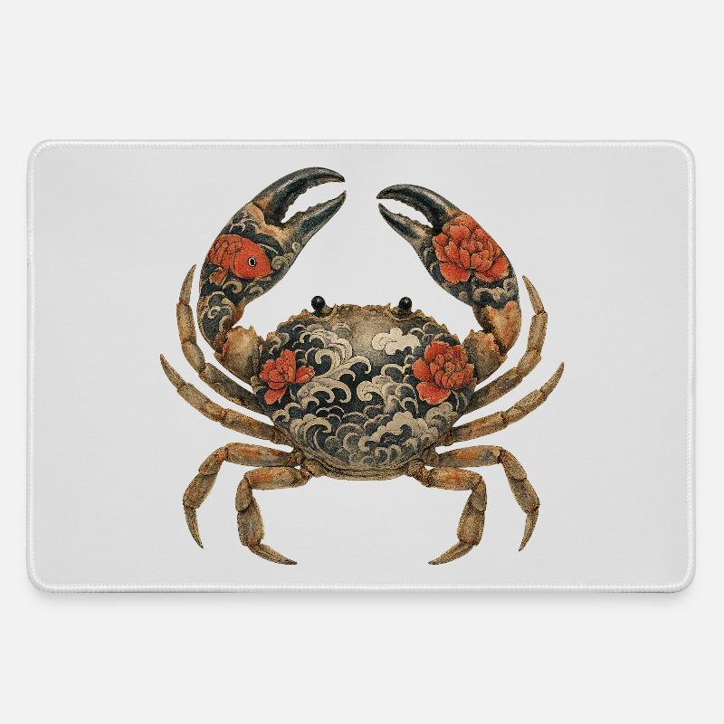 Yakuza Crab – Ink on Shell - Large Gaming Mouse Mat - grey