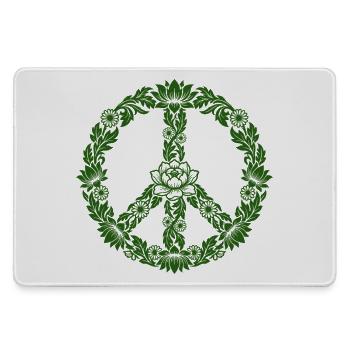 Peace Zeichen Blumen Floral Boho Style - Mousepad groß für Gamer - Grau - Vorne