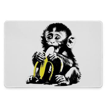 Verspieltes Affenmotiv mit Banane - Mousepad groß für Gamer - Grau - Vorne