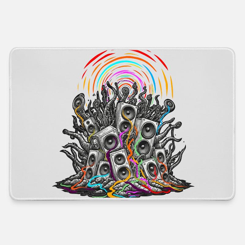 Psychedelic speaker - Large Gaming Mouse Mat - grey