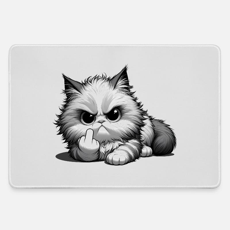 with naughty middle finger - Large Gaming Mouse Mat - grey