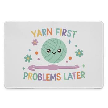 Garn Erste Probleme Später Lustiges Häkelgarn - Mousepad groß für Gamer - Grau - Vorne
