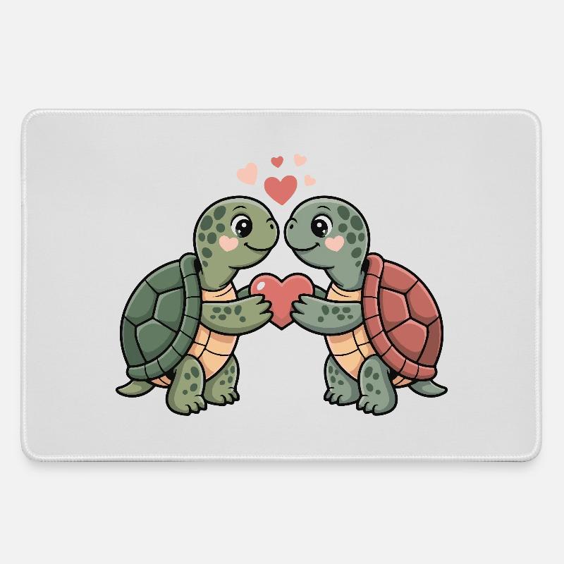 Turtle Couple Valentine's Day - Large Gaming Mouse Mat - grey