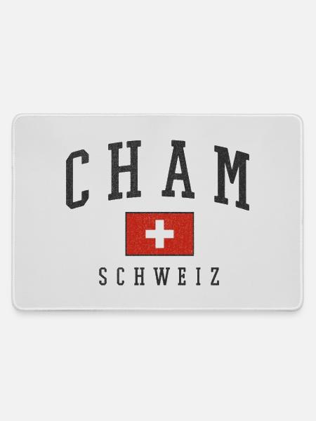 Cham Schweiz Flaggenstil - Mousepad groß für Gamer - Grau