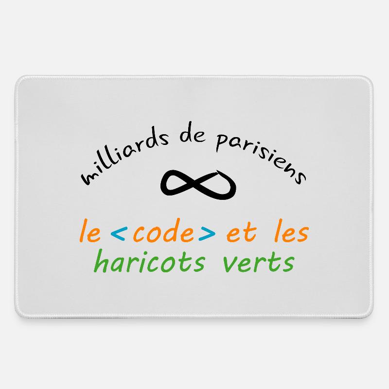8_milliards_de_parisiens_le_code_et_les_haricot - Large Gaming Mouse Mat - grey