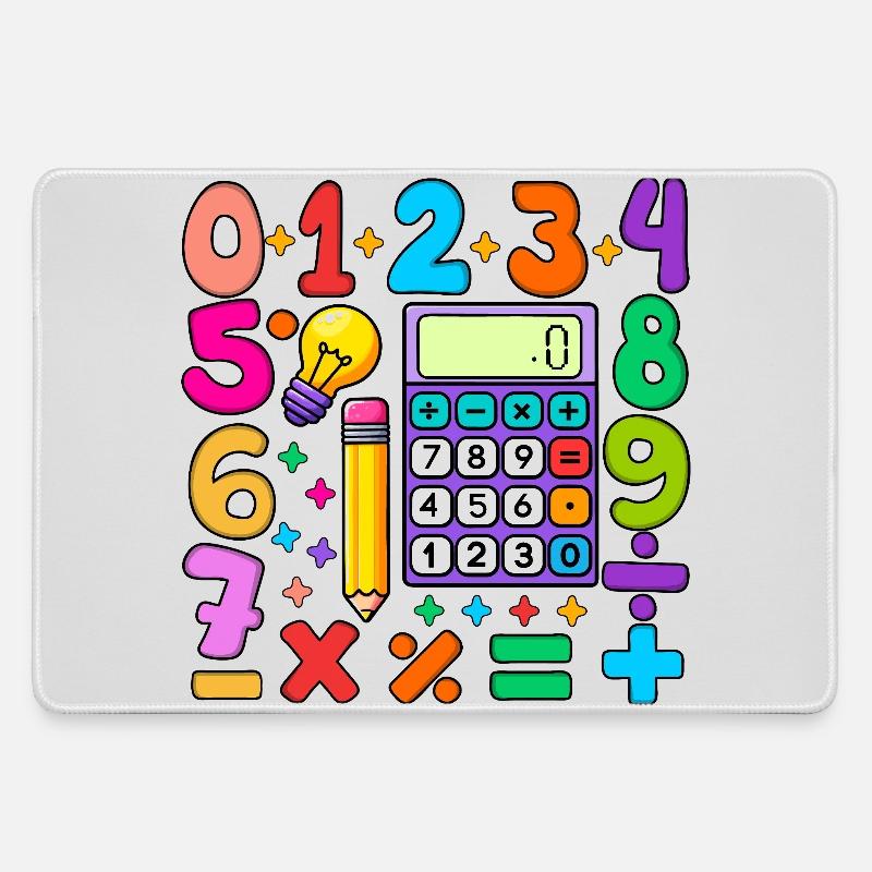 Number Day Maths Colourful Math Educational Design - Large Gaming Mouse Mat - grey