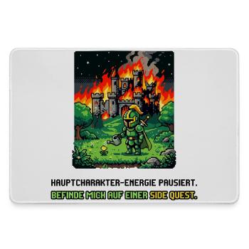 Side Quest Pause Gaming Spruch - Mousepad groß für Gamer - Grau - Vorne