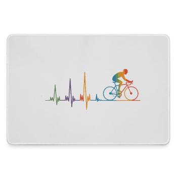 Cyclist Heartbeat ECG Colorful racing cyclist - Large Gaming Mouse Mat - grey - Front