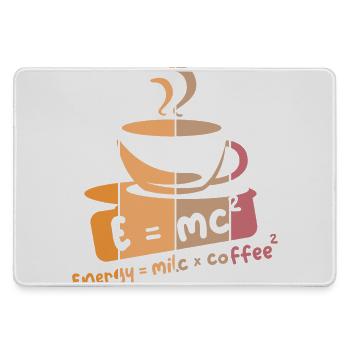 retro Kaffee lustige Sprüche E=mc2 Symbol Grafik - Mousepad groß für Gamer - Grau - Vorne