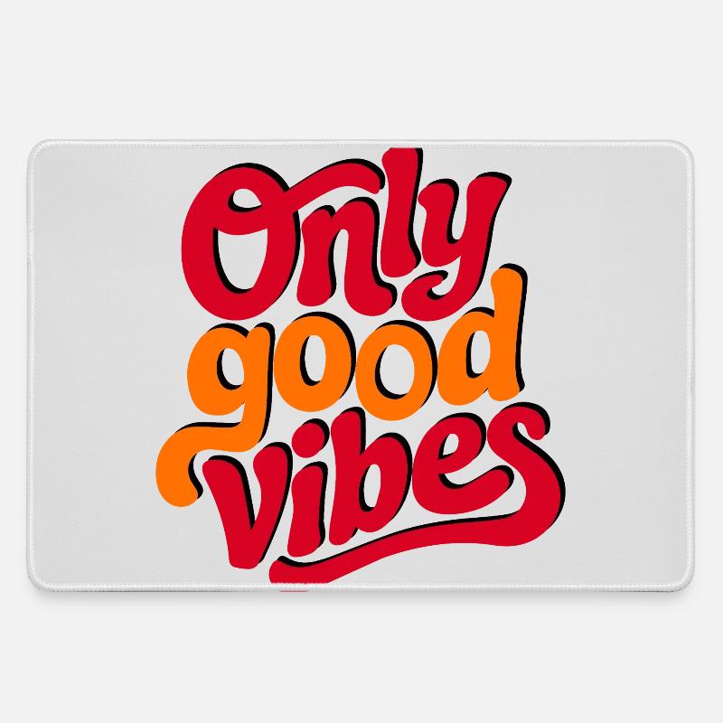 Positive Vibes Hand Lettered Design - Large Gaming Mouse Mat - grey