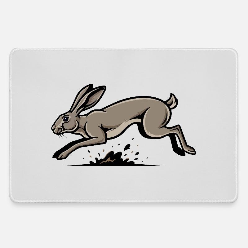 Wild Hare Hare Speed Race Nature - Large Gaming Mouse Mat - grey