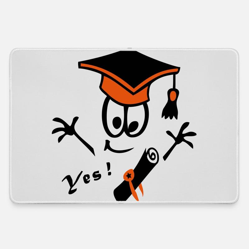 Doktorhut Studium Schule Comic Yes - Mousepad groß für Gamer - Grau