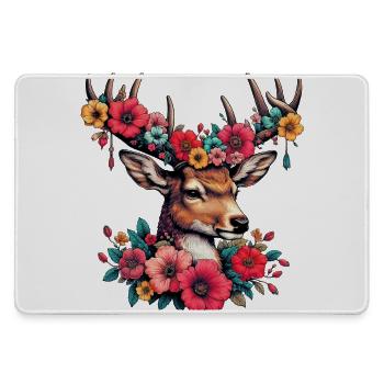 Deer with Flowers - Large Gaming Mouse Mat - grey - Front