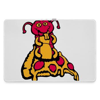 Raupe frisst Pizza Salami Loch lustig hungrig Käse - Mousepad groß für Gamer - Grau - Vorne