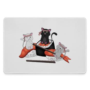 Chats kawaïens mangeant des sushis - Anime japonais mignon - Grand tapis de souris gamer - bruyère - Devant