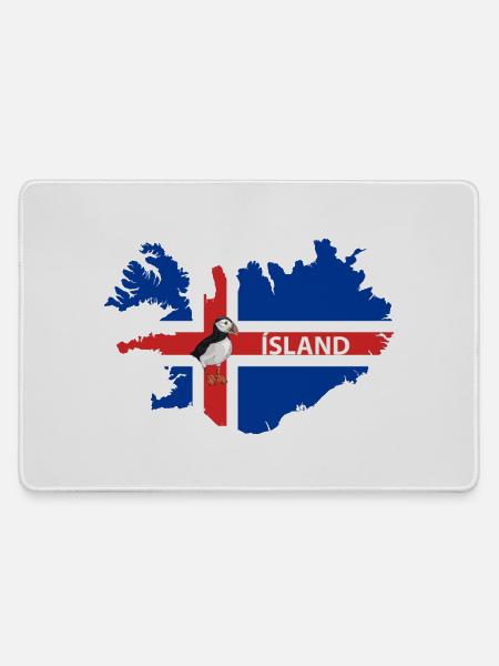 Island Flagge Papageientaucher Iceland Design - Mousepad groß für Gamer - Grau