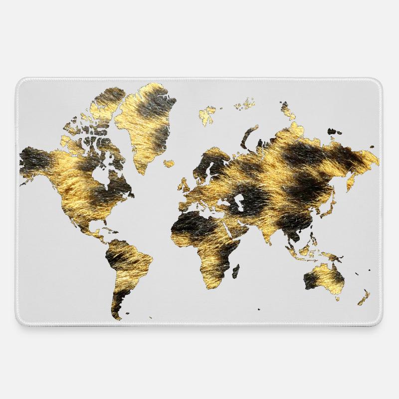 World Map Animal Pattern - Large Gaming Mouse Mat - grey