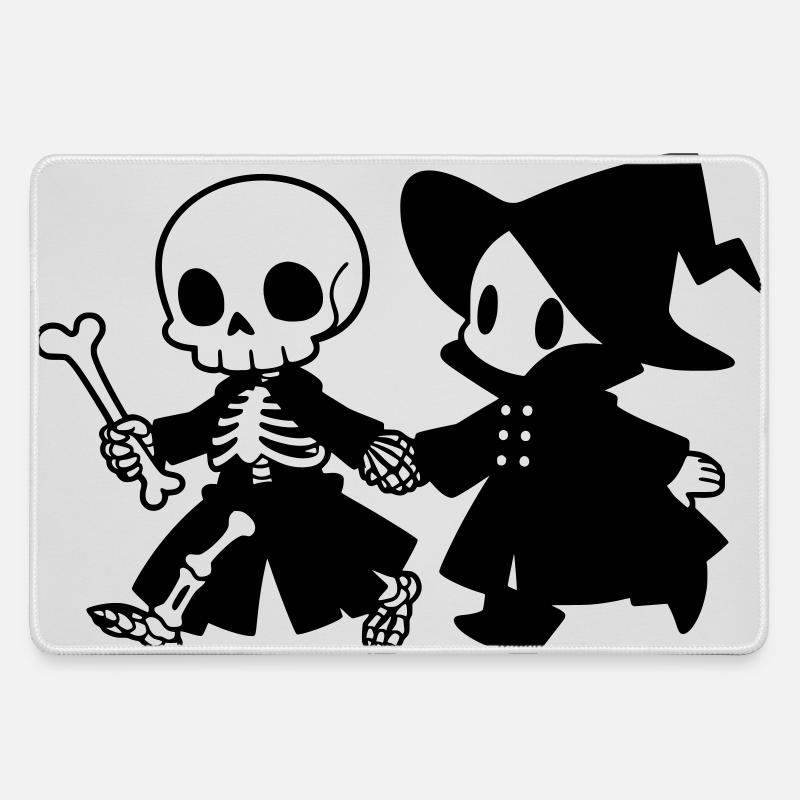 Cute Halloween Couple Skeleton and Witch - Large Gaming Mouse Mat - grey