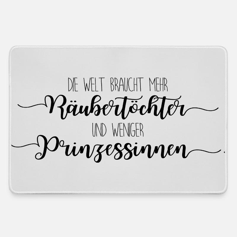 Räubertochter oder Prinzessin - schwarz - Mousepad groß für Gamer - Grau