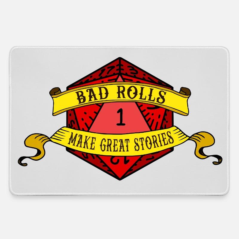 Bad Rolls Make Great Stories - Large Gaming Mouse Mat - grey