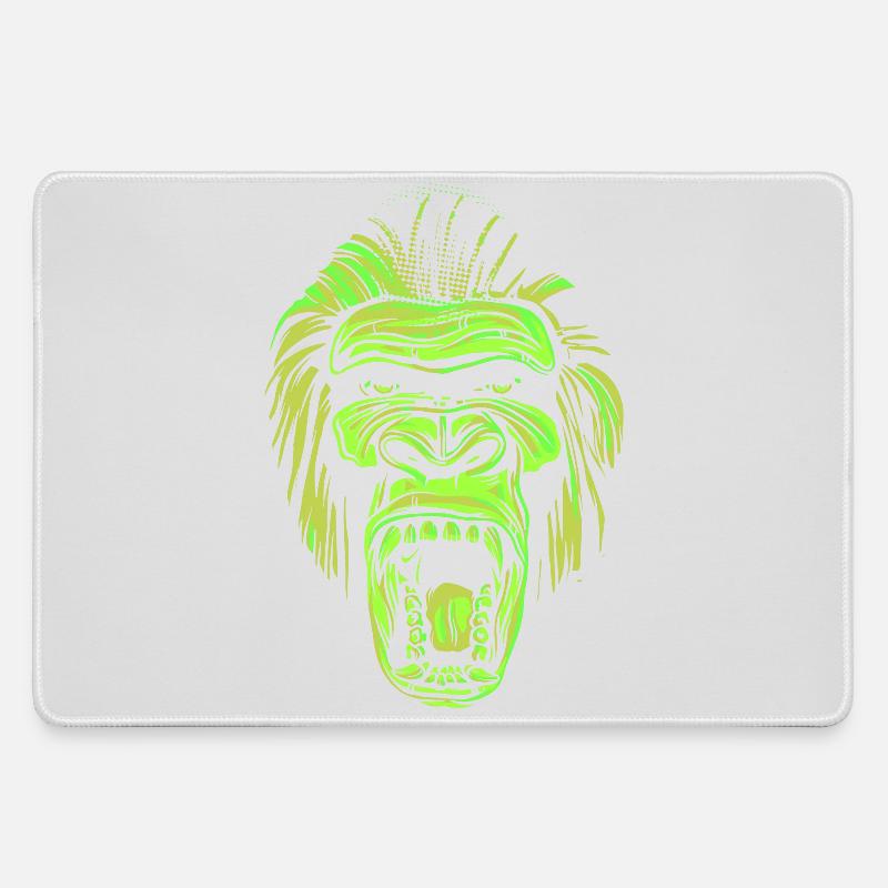 Screaming gorilla head in neon style - Large Gaming Mouse Mat - grey